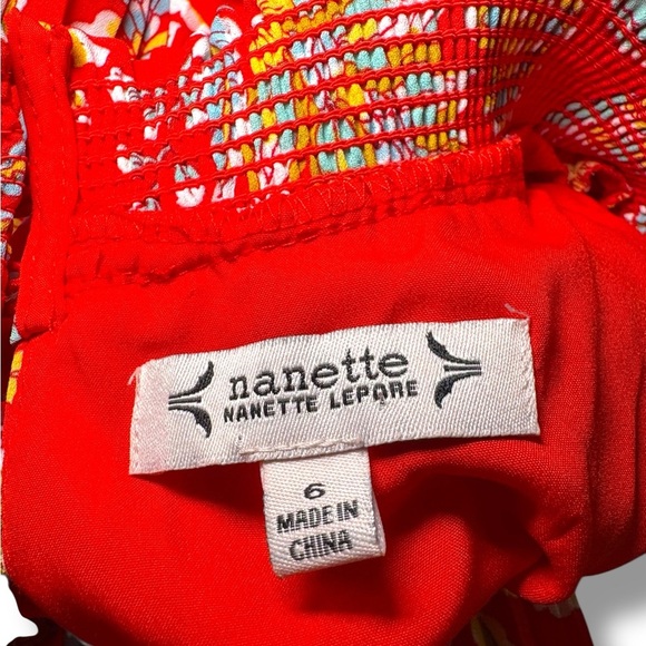 Nanette Lepore Floral Allover Pleated Midi Dress In Orange Sz 6 EUC - Picture 9 of 10